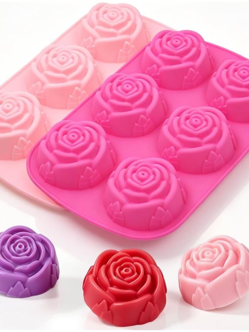 Rose Silicone Mold Set, 2-Pack 6-Cavity Soap & Chocolate Molds